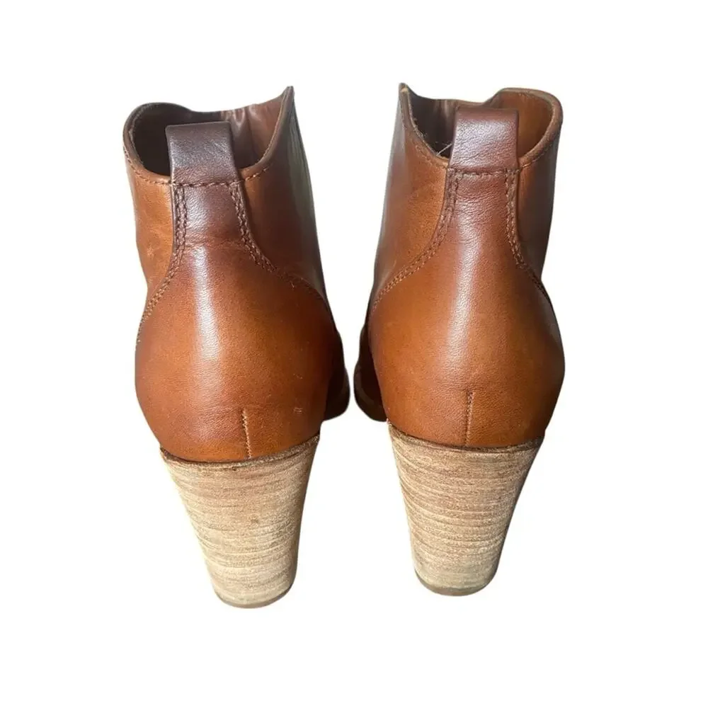 Michael Kors Wayland Brown Cognac Leather Ankle Heeled Boots size 8